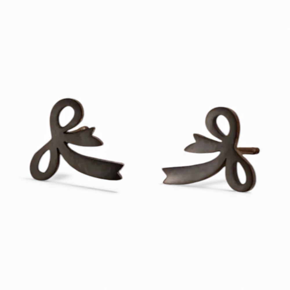 Black Bow Stud Earrings